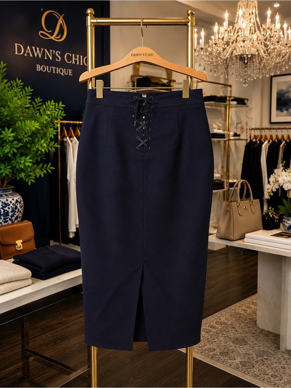 Ralph Lauren Navy Wool Midi Sailor Skirt - Picture 3 of 9